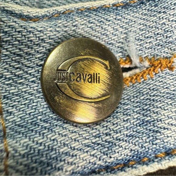 Just Cavalli Mixed Media Leather Panel Flare Jeans Size 32/ EU 46 - Picture 13 of 15